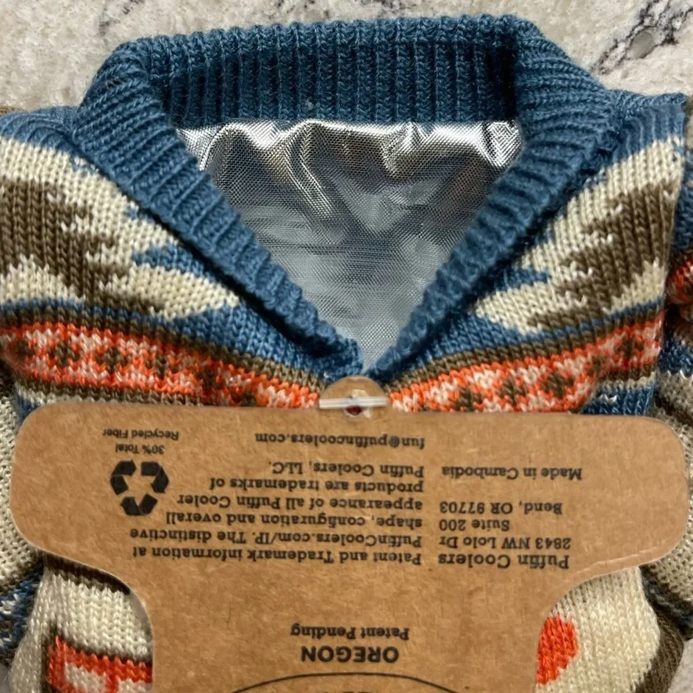 Puffin Coolers Beverage Nordic Sweater for Bottle NWT
